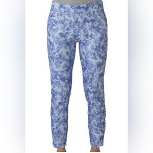 Adidas Blue and White Camo Marbled Gym Training Cropped Leggings S